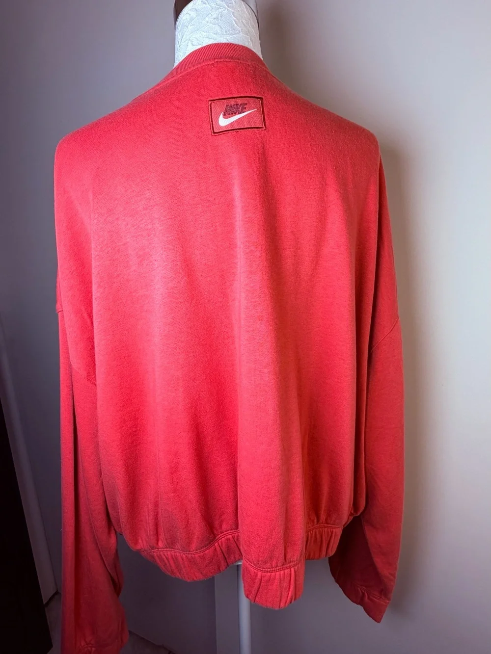 Nike Coral Pink Crewneck with White Swoosh and Black Logo